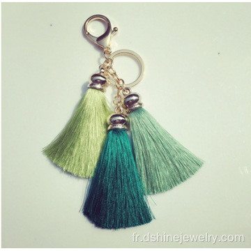 Tassel plaqué or Design porte-clés pompons en soie Keyring